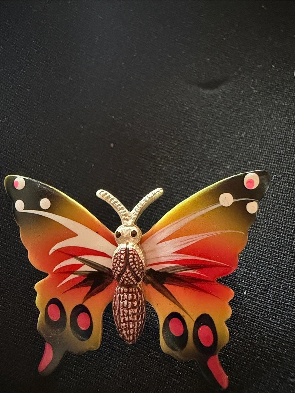 Butterfly Brooch in Red & Black Like New
